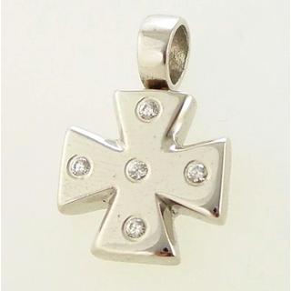 Gold 14k cross with zircon  ΣΤ 000028 Weight:3.54gr