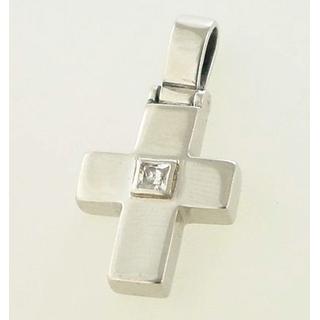 Gold 14k cross with zircon  ΣΤ 000030 Weight:2.7gr