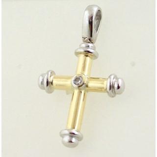 Gold 14k cross with zircon  ΣΤ 000031 Weight:4.1gr