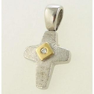 Gold 14k cross with zircon  ΣΤ 000032 Weight:2.8gr