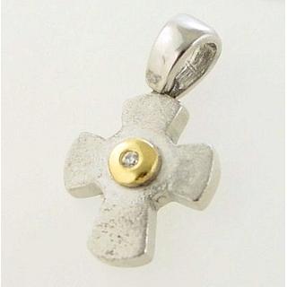 Gold 14k cross with zircon  ΣΤ 000033 Weight:3.5gr