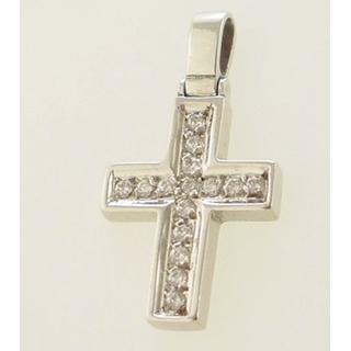 Gold 14k cross with zircon  ΣΤ 000037Λ Weight:3.37gr