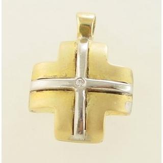 Gold 14k cross with zircon  ΣΤ 000043 Weight:3.96gr