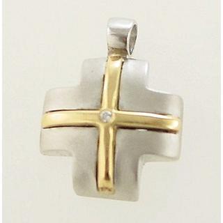 Gold 14k cross with zircon  ΣΤ 000044 Weight:4.11gr