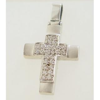 Gold 14k cross with zircon  ΣΤ 000045 Weight:3.46gr