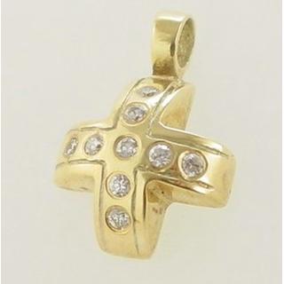 Gold 14k cross with zircon  ΣΤ 000048 Weight:2.68gr