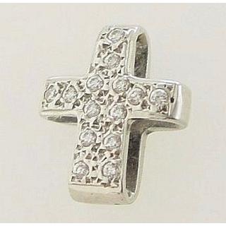 Gold 14k cross with zircon  ΣΤ 000066 Weight:1.56gr