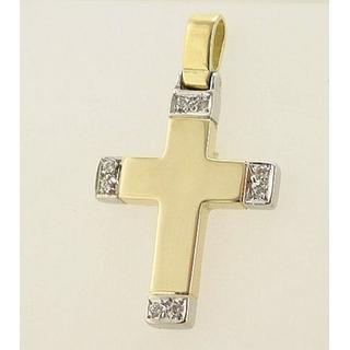 Gold 14k cross with zircon  ΣΤ 000077 Weight:4.33gr