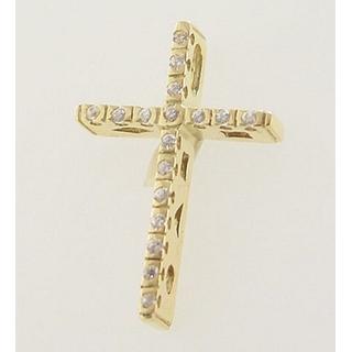 Gold 14k cross with zircon  ΣΤ 000085 Weight:2.7gr