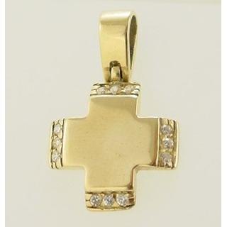 Gold 14k cross with zircon  ΣΤ 000090 Weight:4.21gr