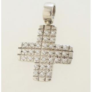 Gold 14k cross with zircon  ΣΤ 000092 Weight:3.59gr