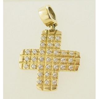 Gold 14k cross with zircon  ΣΤ 000093 Weight:3.73gr