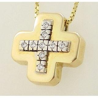 Gold 14k cross with zircon  ΣΤ 000095 Weight:6.17gr