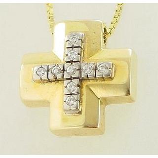 Gold 14k cross with zircon  ΣΤ 000098 Weight:7.44gr