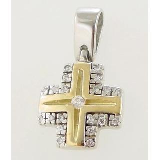 Gold 14k cross with zircon  ΣΤ 000100 Weight:4.16gr