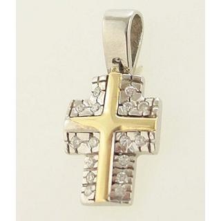 Gold 14k cross with zircon  ΣΤ 000102 Weight:3.9gr