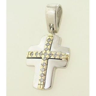 Gold 14k cross with zircon  ΣΤ 000103 Weight:4.29gr