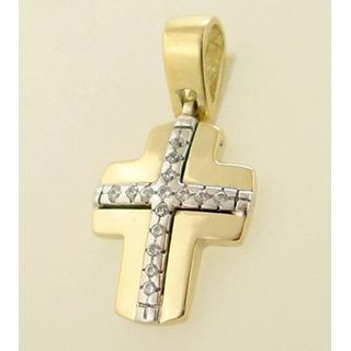 Gold 14k cross with zircon  ΣΤ 000104 Weight:4.4gr