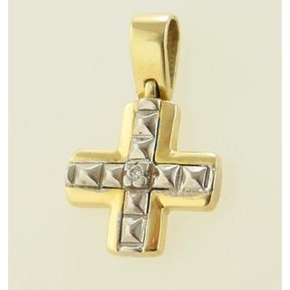 Gold 14k cross with zircon  ΣΤ 000105 Weight:4.4gr