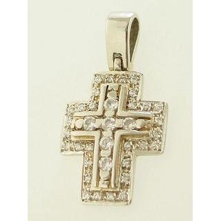 Gold 14k cross with zircon  ΣΤ 000106 Weight:4.71gr