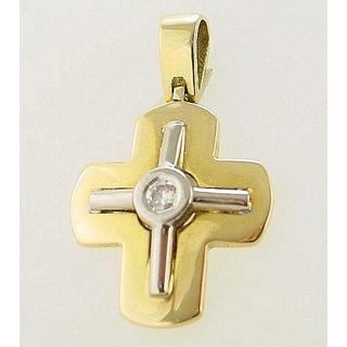 Gold 14k cross with zircon  ΣΤ 000112 Weight:6.11gr