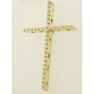 Gold 14k cross with Zircon  ΣΤ 000115 Weight:8.12gr