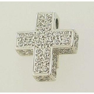 Gold 14k cross with  Zircon  ΣΤ 000130 Weight:2.83gr