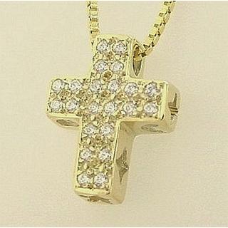 Gold 14k cross with Zircon  ΣΤ 000135 Weight:2.05gr