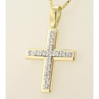 Gold 14k cross with Zircon  ΣΤ 000136 Weight:3.52gr