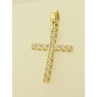 Gold 14k cross with zircon  ΣΤ 000126Κ Weight:2.6gr