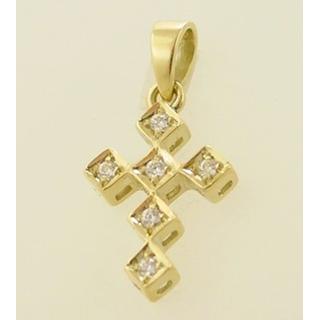 Gold 14k cross with zircon  ΣΤ 000146 Weight:1.98gr