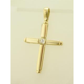 Gold 14k cross with Zircon  ΣΤ 000156 Weight:3.03gr