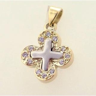 Gold 14k cross with Zircon  ΣΤ 000157 Weight:4.71gr