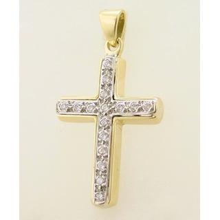 Gold 14k cross with Zircon  ΣΤ 000160 Weight:4.3gr