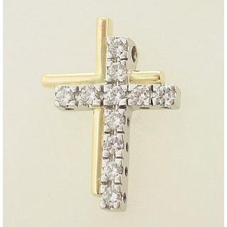 Gold 14k cross with Zircon  ΣΤ 000162 Weight:4.23gr