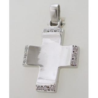 Gold 14k cross with Zircon  ΣΤ 000168 Weight:6.39gr