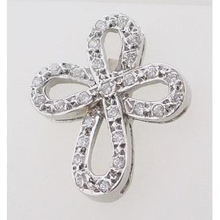 Gold 14k cross with Zircon  ΣΤ 000171 Weight:4.04gr