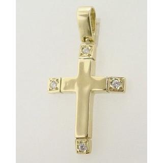 Gold 14k cross with Zircon  ΣΤ 000173 Weight:4.52gr