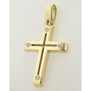 Gold 14k cross with Zircon  ΣΤ 000174 Weight:4.08gr