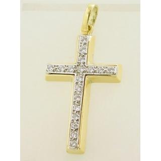 Gold 14k cross with Zircon  ΣΤ 000175 Weight:6.4gr