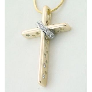 Gold 14k cross with Zircon  ΣΤ 000182 Weight:4.4gr