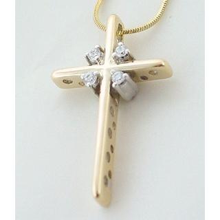 Gold 14k cross with Zircon  ΣΤ 000183 Weight:5.4gr