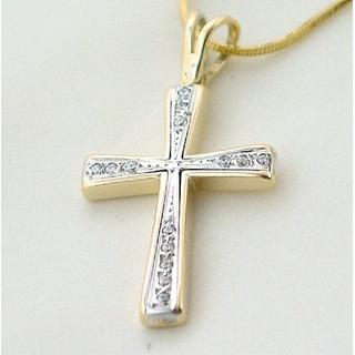 Gold 14k cross with Zircon  ΣΤ 000184 Weight:3.89gr