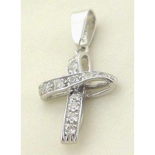 Gold 14k cross with Zircon  ΣΤ 000195 Weight:1.89gr