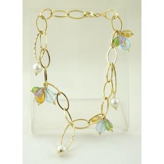 Gold 14k bracelet with semi precious stones ΒΡ 000009  Weight:5.67gr