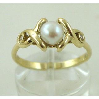 Gold 14k ring with Pearls and zircon ΔΑ 001462  Weight:3.5gr