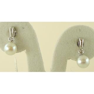 Gold 14k earrings with Pearls and Zircon ΣΚ 000784  Weight:1.58gr