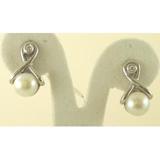 Gold 14k earrings with Pearls and Zircon ΣΚ 000786  Weight:3.07gr