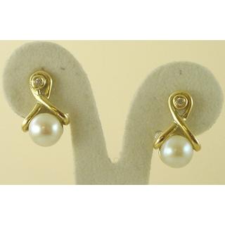 Gold 14k earrings with Pearls and Zircon ΣΚ 000787  Weight:3.4gr