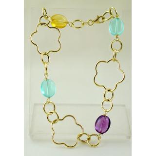 Gold 14k bracelet with semi precious stones ΒΡ 000007  Weight:3.98gr